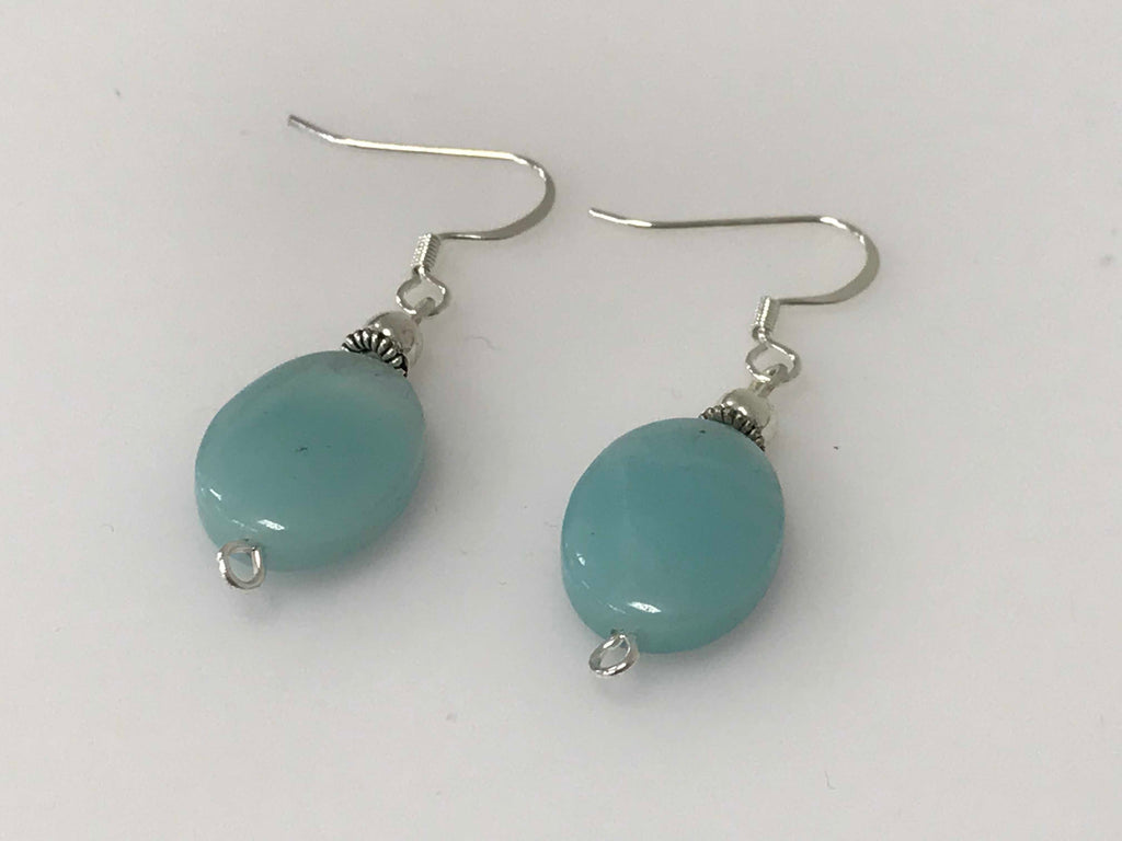 Handmade - Earring Amazonite Silver Gemstone Oval - Accessories Boutique 