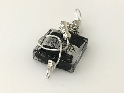 Sterling Silver Wrapped Pendant - Rectangle Amazonite Stone