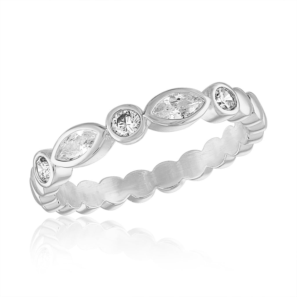 DaVinci Ring Stackable Crystal Almond Shape Silver Ring STK44