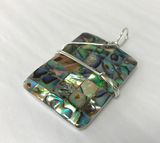 Sterling Silver Wrapped Pendant - Abalone Iridescent Shell Stone