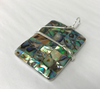 Sterling Silver Wrapped Pendant - Abalone Iridescent Shell Stone
