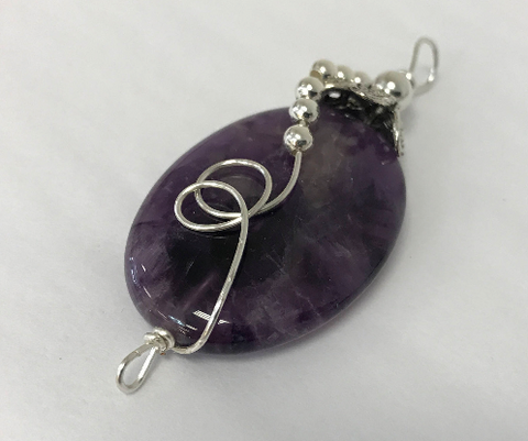 Sterling Silver Wrapped Pendant - Rectangle Amazonite Stone
