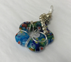 Sterling Silver Wrapped Pendant - Flower Shape Millefiori Stone