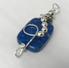 Sterling Silver Wrapped Pendant - Rectangle Snowflake Lapis Stone