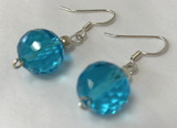 Handmade - Earring Crystal Turquoise Blue Faceted Round Silver - Accessories Boutique 