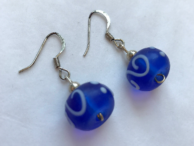 Handmade - Earring Royal Blue/White Murano Glass - Accessories Boutique 