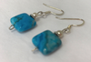 Accessories Boutique Handmade Earring  Blue Crazy Lace Agate Square Stone 