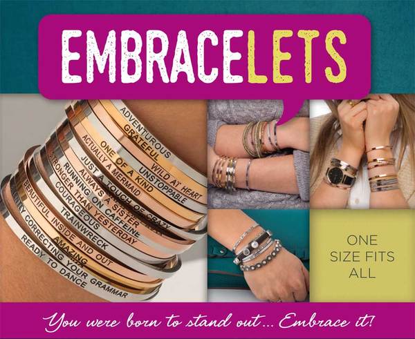 Embracelets - "Saved By Grace" Gold Stainless Steel, Stackable, Layered Bracelet - Accessories Boutique 