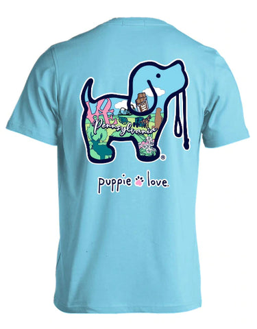 Puppie Love Top Blue Puppie USA Flag Long Sleeve T-shirt