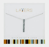 Center Court Layers Necklace Silver Crystal Bar LAY519S