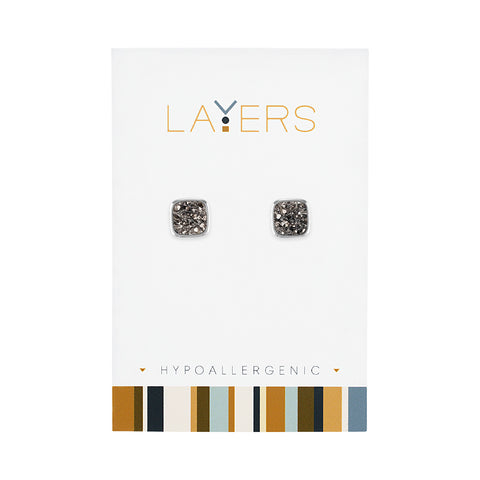 Center Court Layers Earring Gold Marble Circle & Bar Stud LAYEAR04G