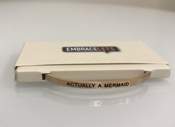 Embracelets - "Actually A Mermaid" Rose Gold, Stainless Steel, Stackable, Layered Bracelet - Accessories Boutique 