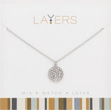 Center Court Layers Necklace Silver Crystal Disc LAY521S