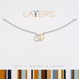Center Court Layers Necklace Silver & Gold Hearts LAY597S