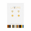 Center Court Layers Earring Gold and Crystal Triangles Stud and Gold Disc Stud LAYEAR10G
