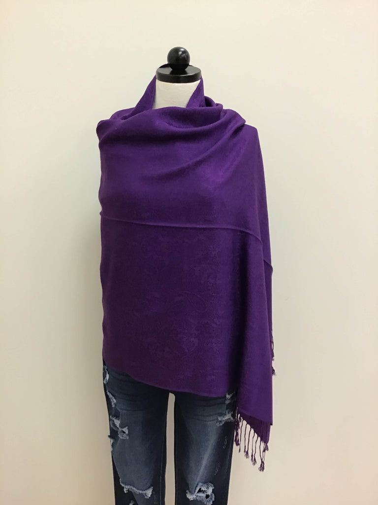Pashmina Scarf - Purple Solid Pattern Shawl