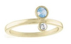 DaVinci Ring Layers Stackable Round Crystal Gold Band Lay4