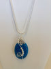 Sterling Silver Wrapped Pendant - Rectangle Snowflake Lapis Stone
