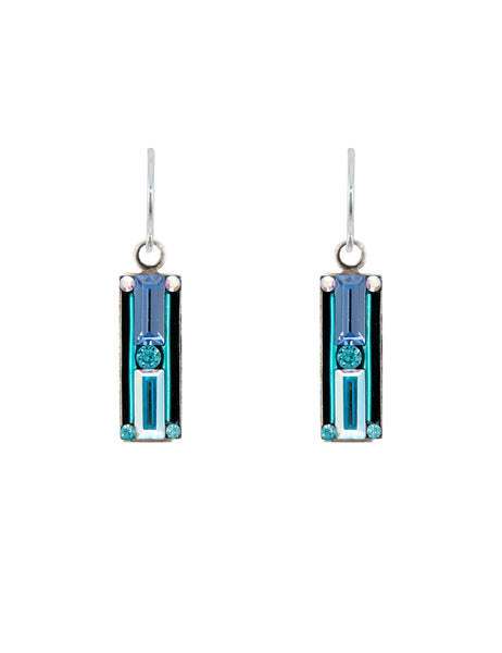 Firefly Architectural Medium Rectangle Earrings Ice Blue 7876-ICE