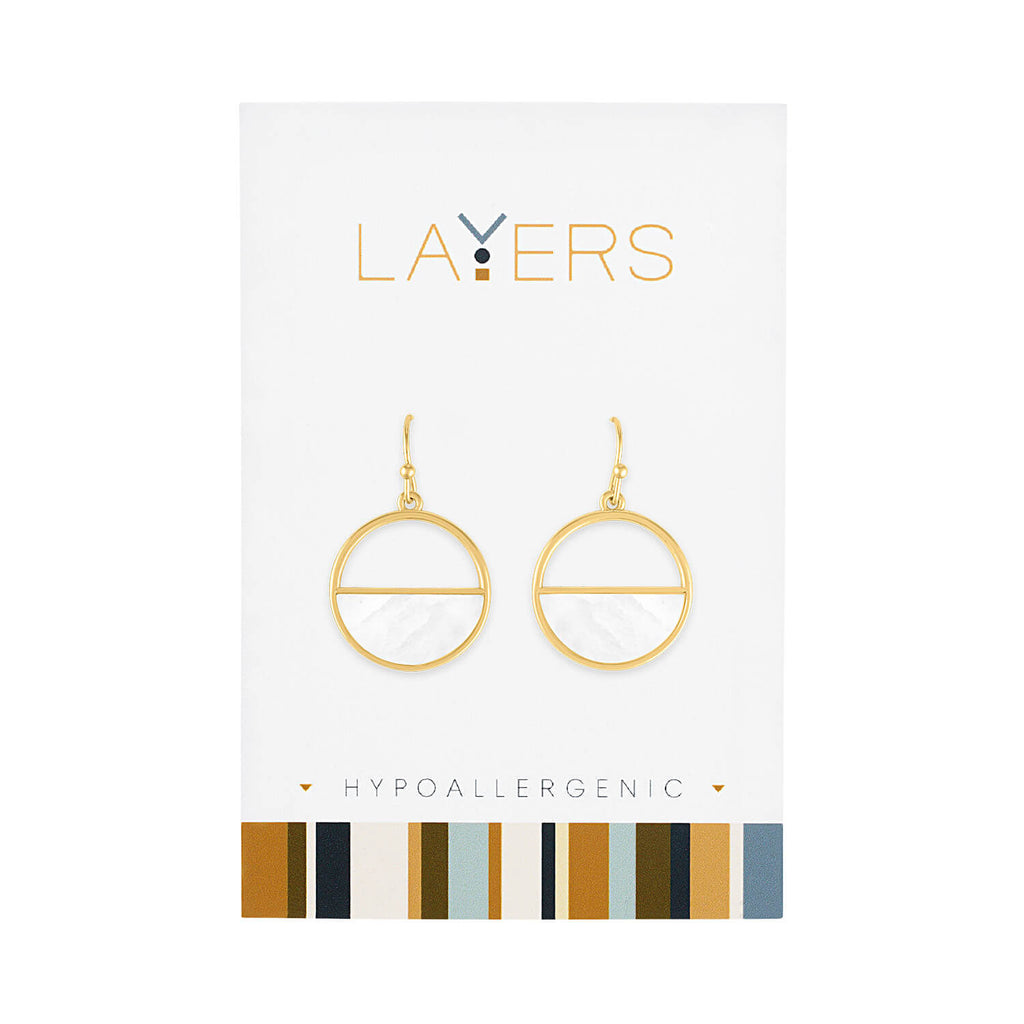 Center Court Layers Earring Gold Circle with Mother of Pearl LAYEAR08G