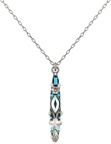 Firefly Mosaic Swirl Pendant Necklace Ice Blue 8813-ICE