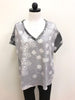 Easel Top Gray White Short Sleeve 