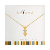 Center Court Layers Necklace Gold Crystals Triangles LAY69G