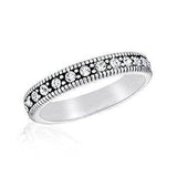 DaVInci Stackable Silver Ring Crystal Round Detailed Band STK15-4
