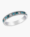 DaVinci Stackable Silver Ring Blue Crystal Stones STK15-3