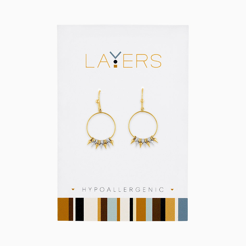 Center Court Layers Earring Gold Circle w/ Gold Silver Accent LAYEAR16G