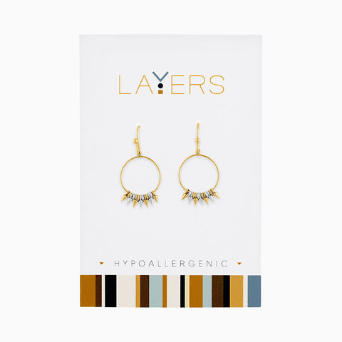 Center Court Layers Earring Gold Triangle Pearl Stud LAYEAR18G