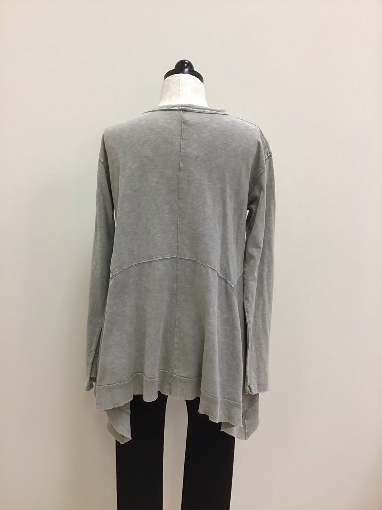 Easel Top Gray Long Sleeve Crewneck Tunic