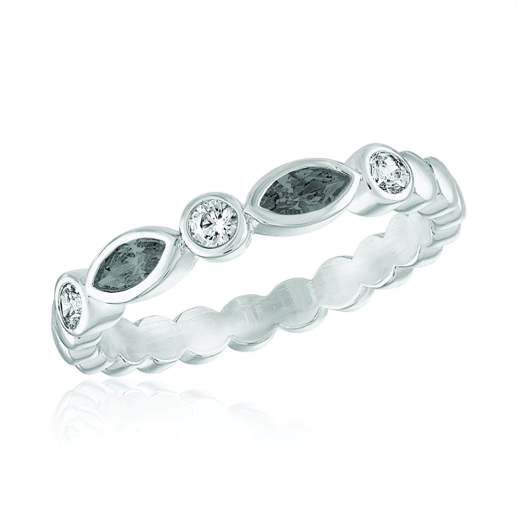 DaVinci Ring Stackable Black Diamond Crystal Silver Ring STK43