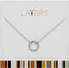 Center Court Layers Necklace Silver Crystal Circle LAY509S