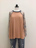 Easel Top Orange Blue Floral Long Sleeve