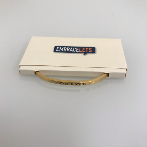 Embracelets "Forever Sisters" Gold Stainless Steel Stackable Layer Bracelet