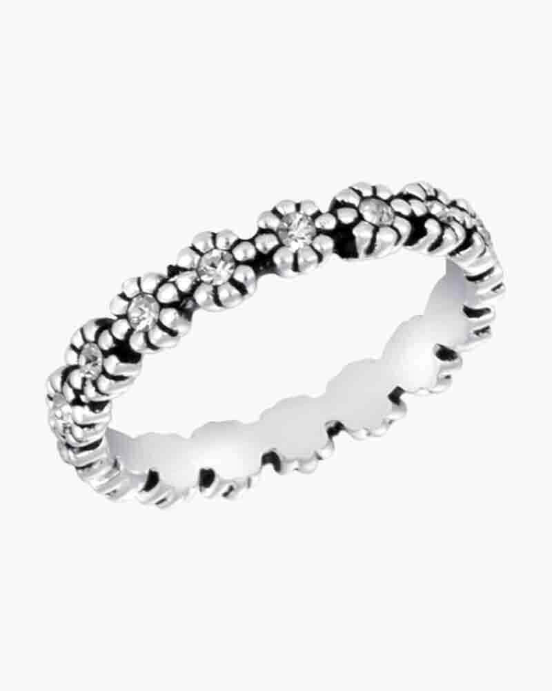 DaVinci Ring Stackable Crystal Flower Silver Ring STK13-4