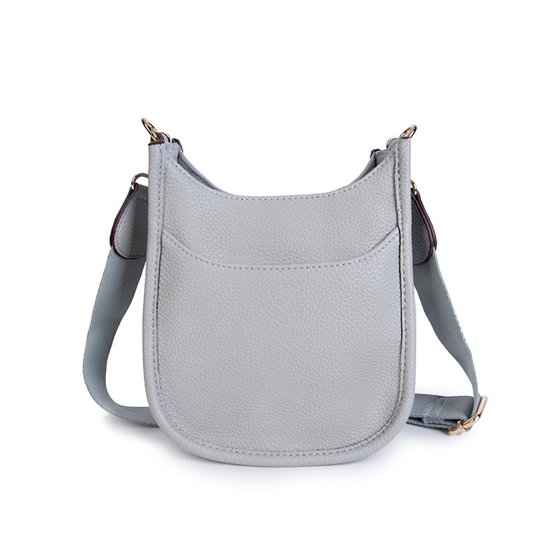 Messenger Handbag Large Light Gray Crossbody Vegan Leather