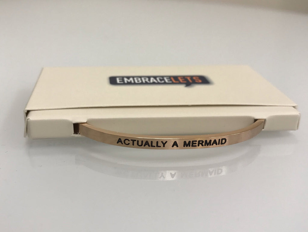 Embracelets - "Actually A Mermaid" Rose Gold, Stainless Steel, Stackable, Layered Bracelet - Accessories Boutique 