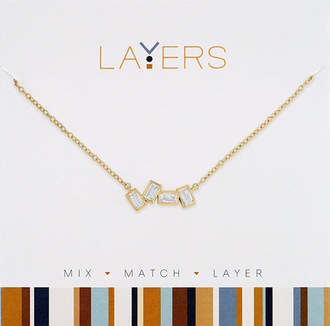 Center Court Layers Necklace Silver Open Circle LAY505S