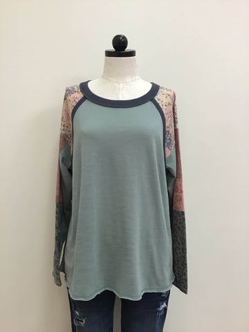 Staccato Top Blue Patterned Sleeveless