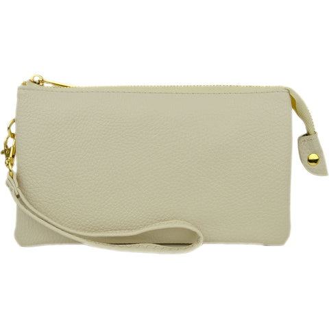 Brittney Wristlet Clutch Ivory Vegan Leather Handbags