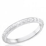 Davinci Stackable Ring Silver Textured Solid Band  STK2