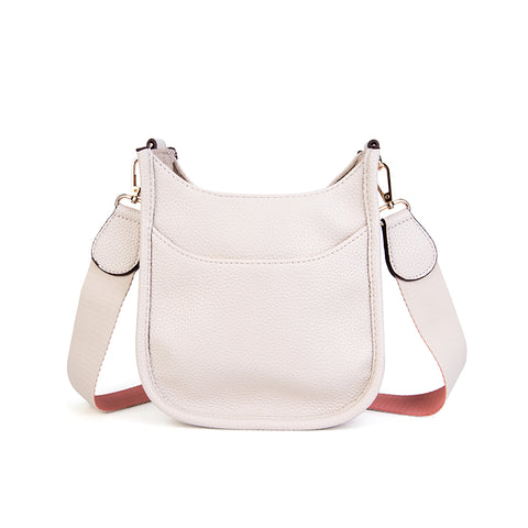 Messenger Handbag Large White Crossbody Vegan Leather