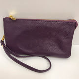 Brittany Wristlet Clutch Purple Vegan Leather Handbags