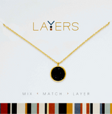 Center Court Layers Necklace Gold Circle Black Druzy LAY115G