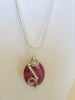 Sterling Wire Wrapped Pendant - Oval Fuchsia Crazy Lace Agate Stone