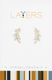 Center Court Layers Earring Gold Crystal Leaves  LAYEAR54G