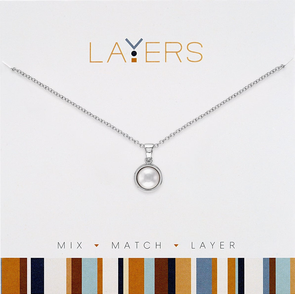 Center Court Layers Necklace Silver Pearl LAY601S