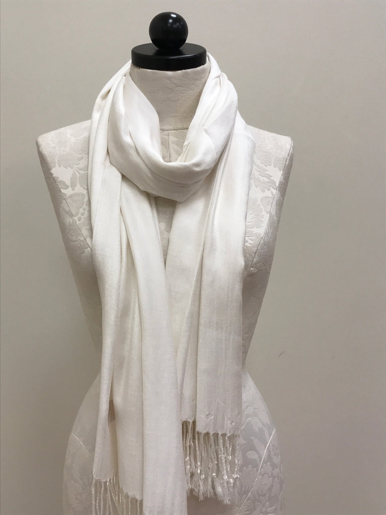 Pashmina Scarf Shawl - Cream With Sheen - Accessories Boutique 